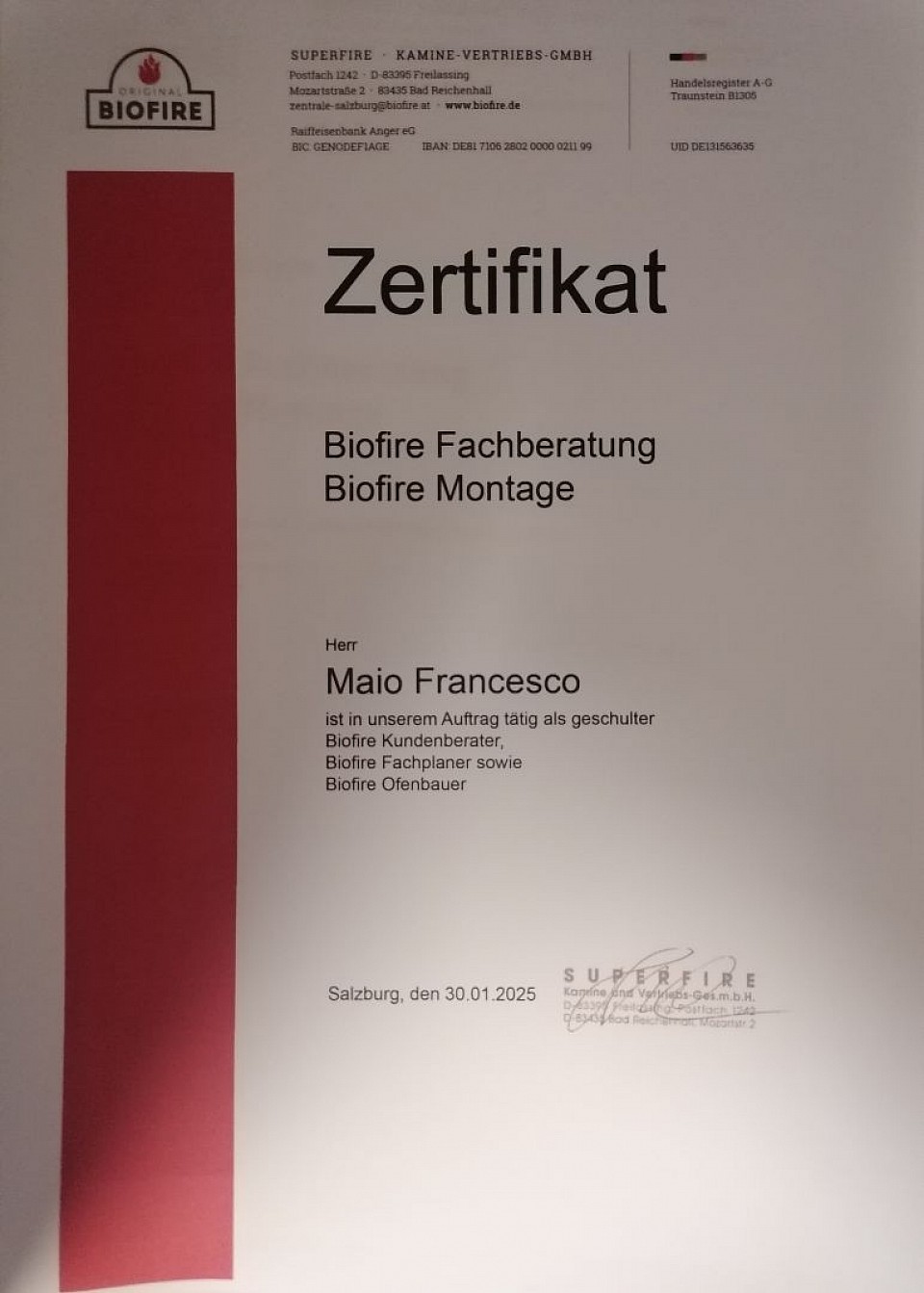 Zertifizierter Biofire Partner im Saarland